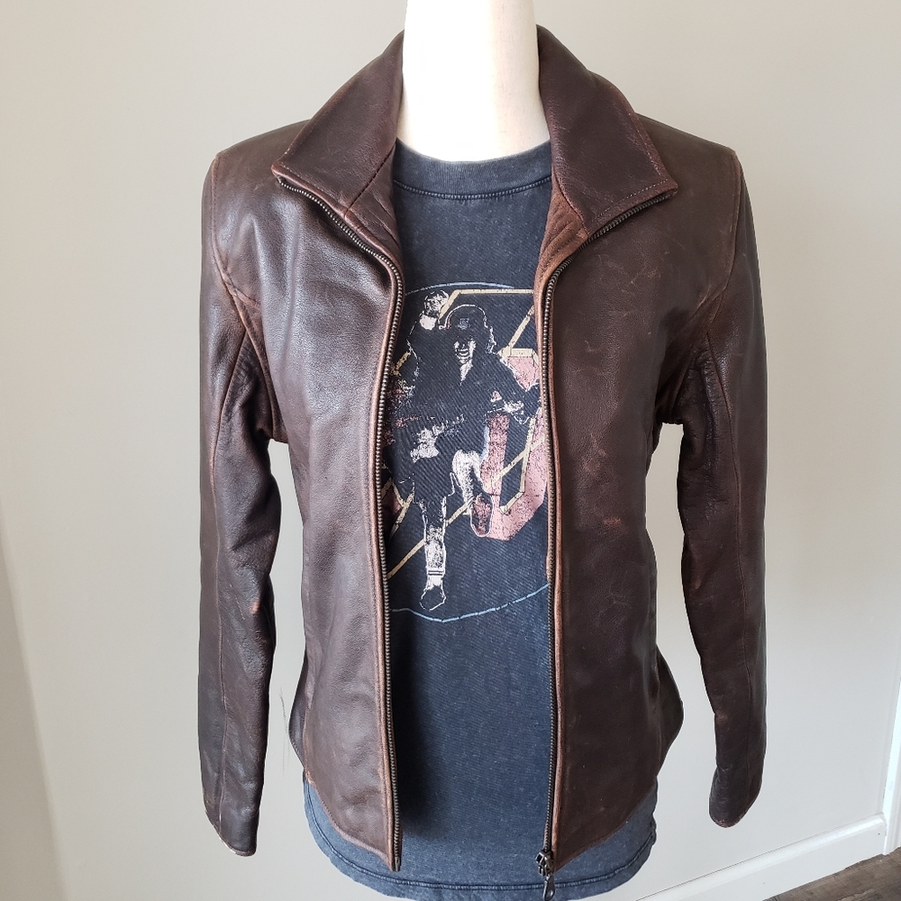 Classic Dark Brown Leather Jacket from the 80s